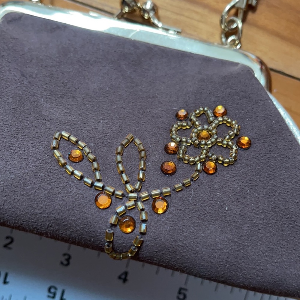 Liz Claiborne Brown Satin Evening Clutch with Gold Chain - Picture 8 of 8